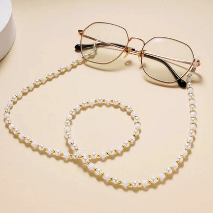 Crystal & Pearl Glasses Chain 67cm